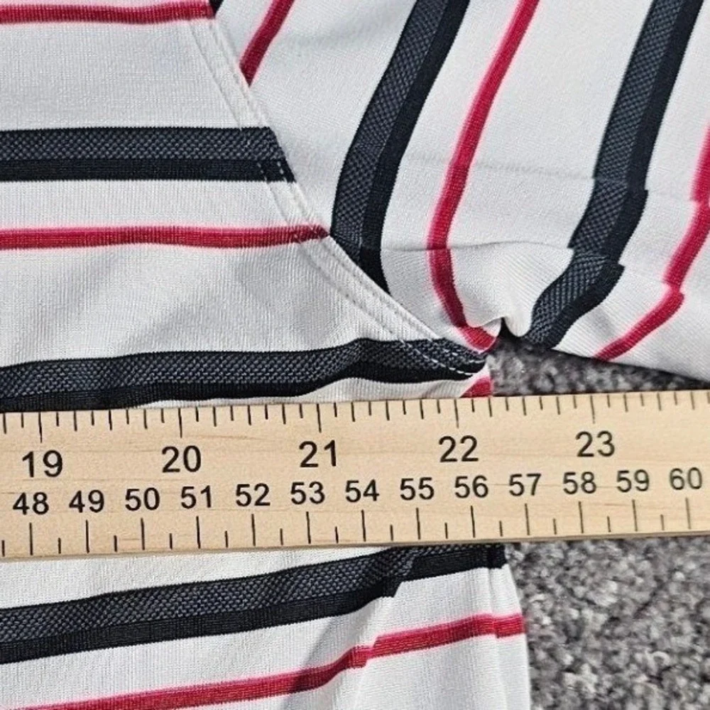 Nike Golf Polo Shirt Mens L White‎ Striped Dri-FIT S/S Preppy Performance